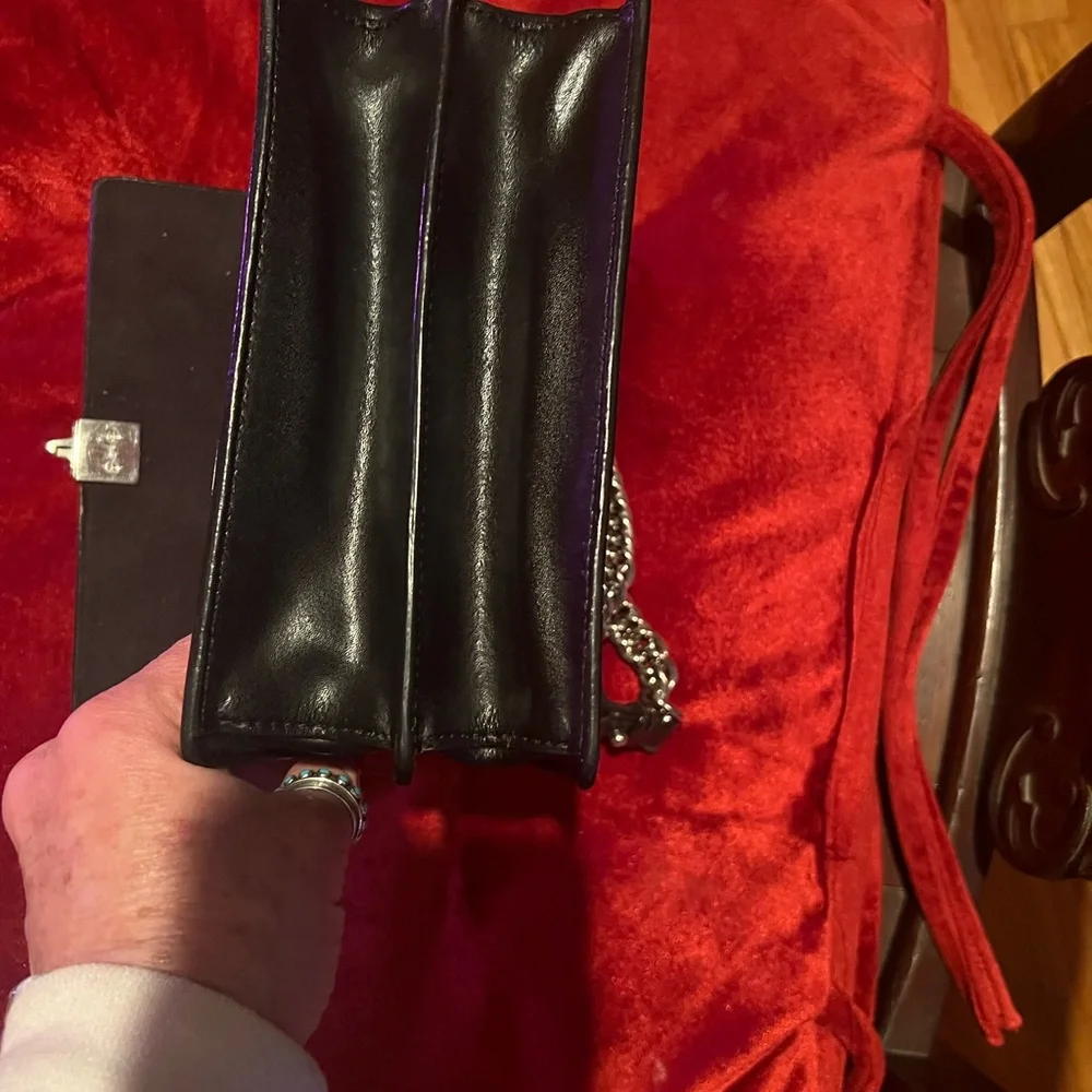 Fendi Kan l Small Bag. Black Leather with silver and leather crossbody strap. - Picture 10 of 16